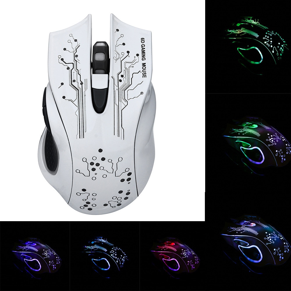 VOBERRY USB Wired Mouse 5500DPI 6 Buttons Gaming Mouse Black White Optical LED Backlit Ergonomic Game Mice For PC Laptop