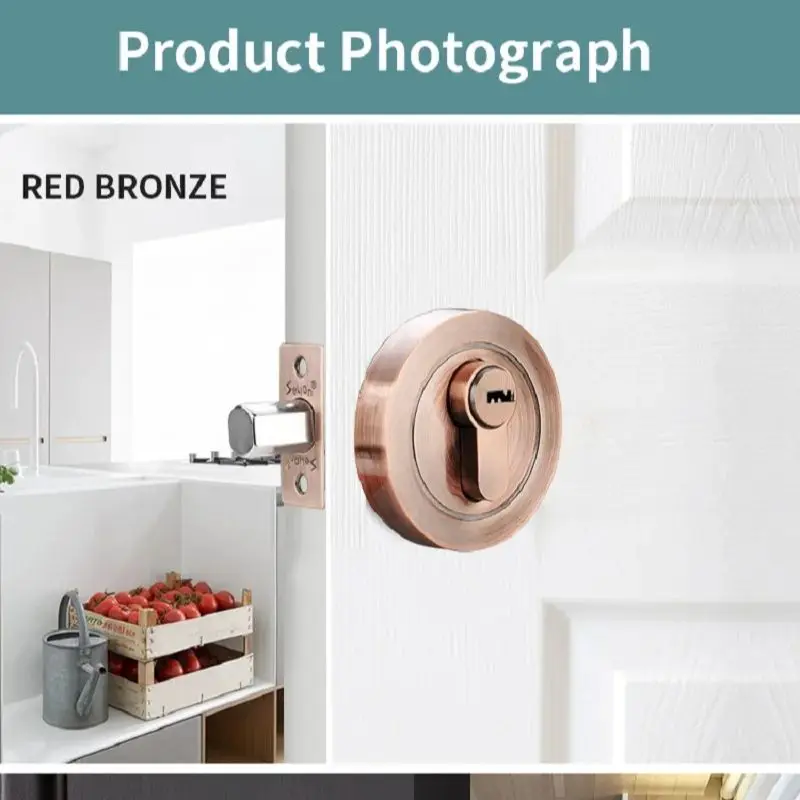 Invisible Door Lock With Key Indoor Bedroom Household Door Bolt Round Lock Wooden/Iron Door Universal Anti-theft Safety Locks