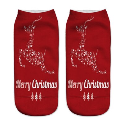 3d print kerstsokken unisex cartoon eland sneeuwpop kerstman damessokken laag uitgesneden enkel kerst calcetines vrouw jaar: 7