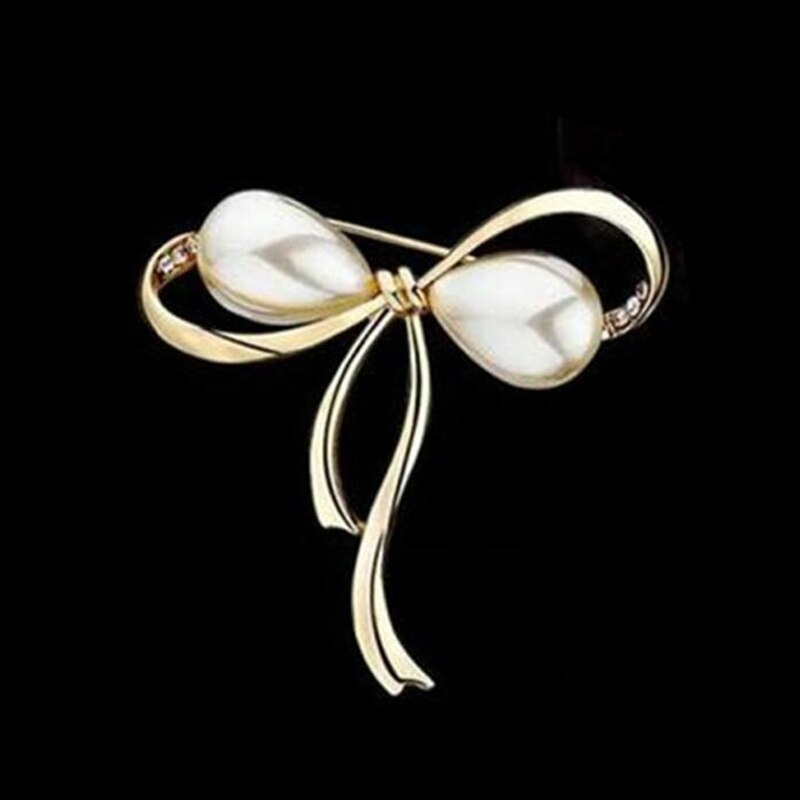 Broche de cristal de , broches elegantes de Bauhinia, Pin de solapa, broches de diamantes de imitación, ramillete, joyería de boda para mujer: Gold Bow