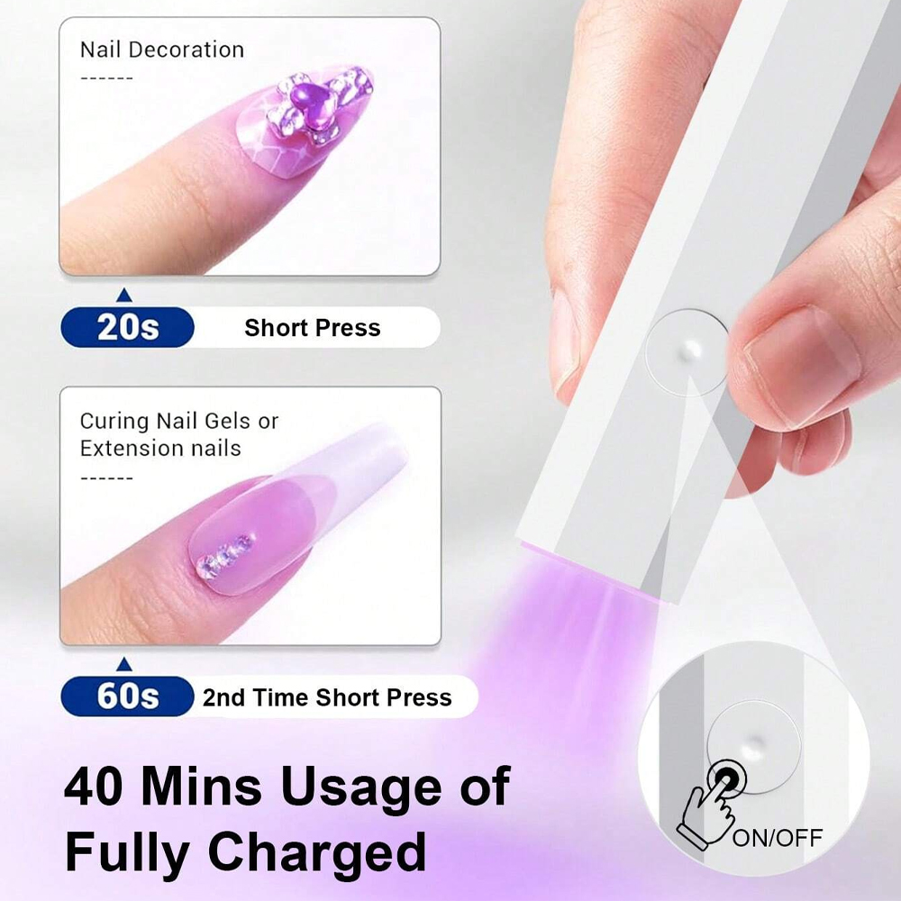 Handheld uv-lamp voor gelnagels, draagbare uv-nagellamp, oplaadbare led-nagellamp voor nagelstudio's