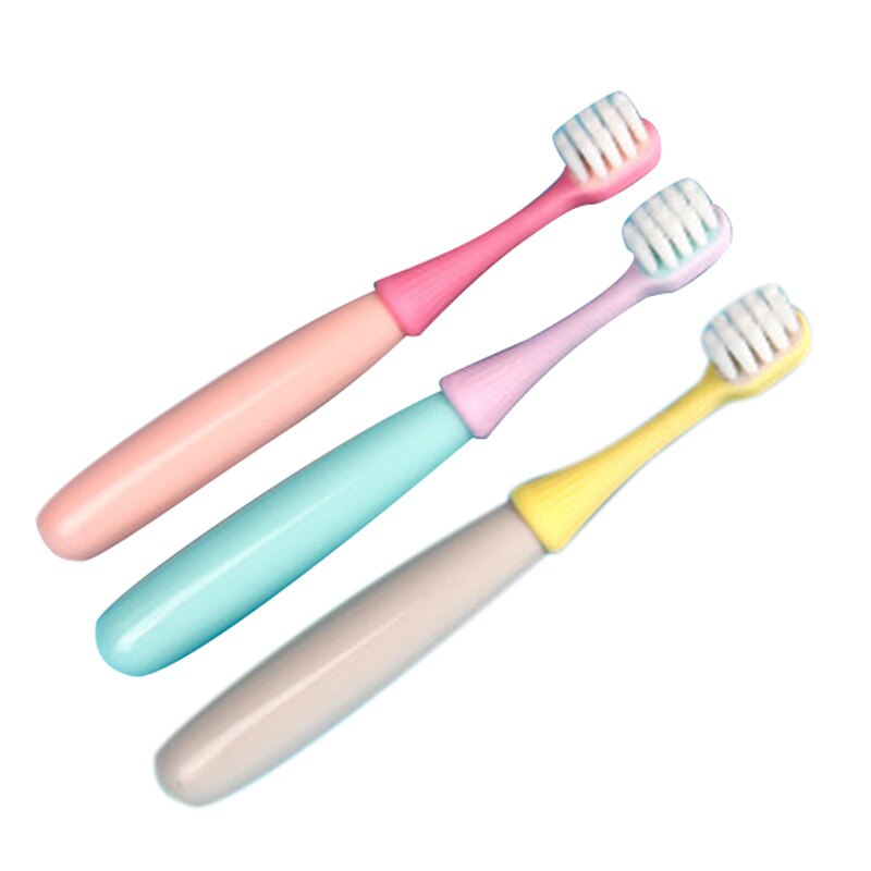 3 Sets of 3-5 Years Old Small Mushroom Silicone Brush Head Cartoon Superfine Soft Hair Toothbrush: Default Title