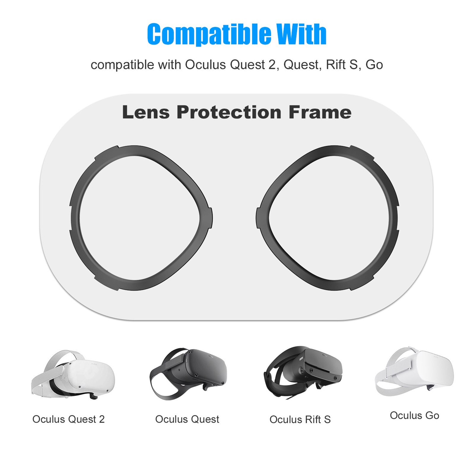 VR Glasses Lens Anti-Scratch Ring Protecting Myopia Preventing Light-Leaking VR Headset Lens for Oculus Quest 2/Quest/Rift S/Go