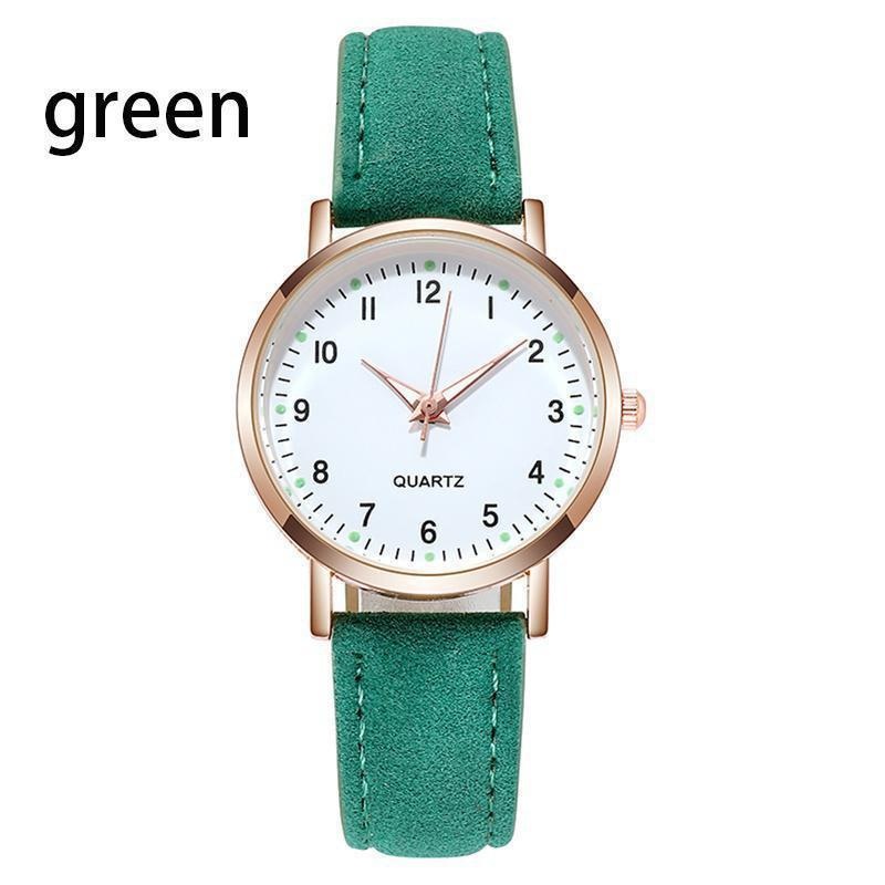 Ladies Diamond-studded Luminous Retro Female Watch Leather Belt Quartz Watch Women Simplicity Casual Decoration Wristwatches: green