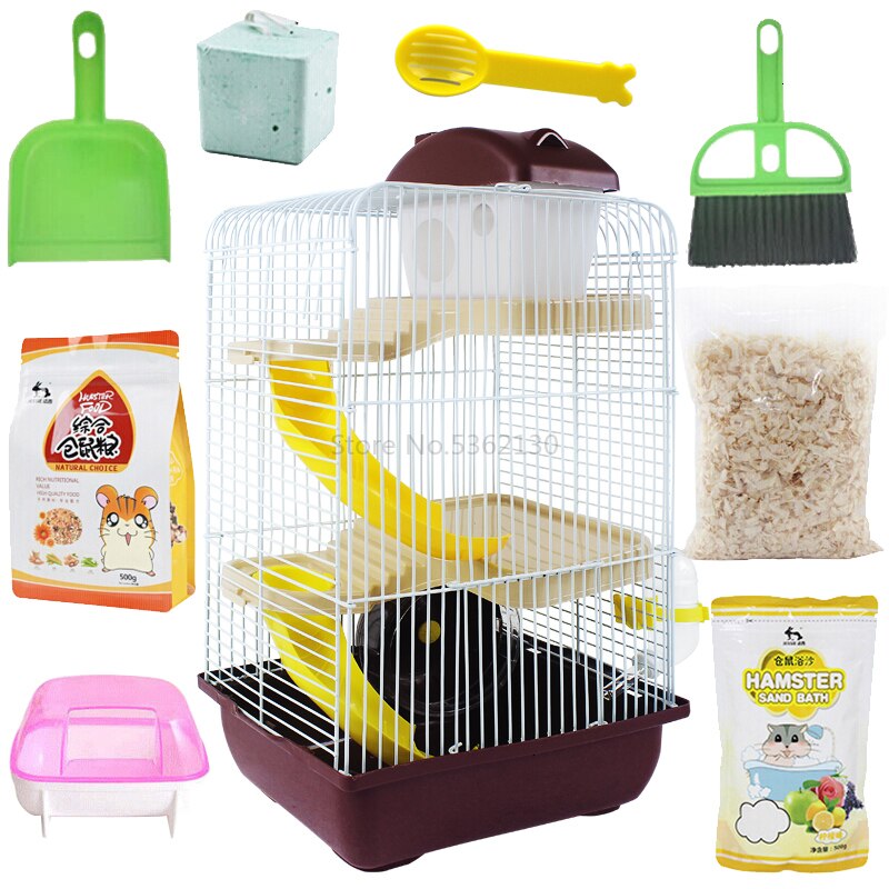 Gabbia del criceto di base di seta d'oro orso Olandese ratto di ferro per prevenire morso grande nido fiore del topo: nero