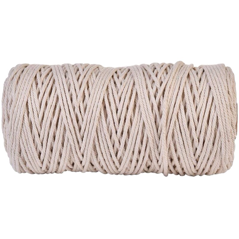 3Mmx200M Natural Handmade Cotton Cord Macrame Yarn Rope Diy Wall Hanging Plant Hanger Craft String Knitting