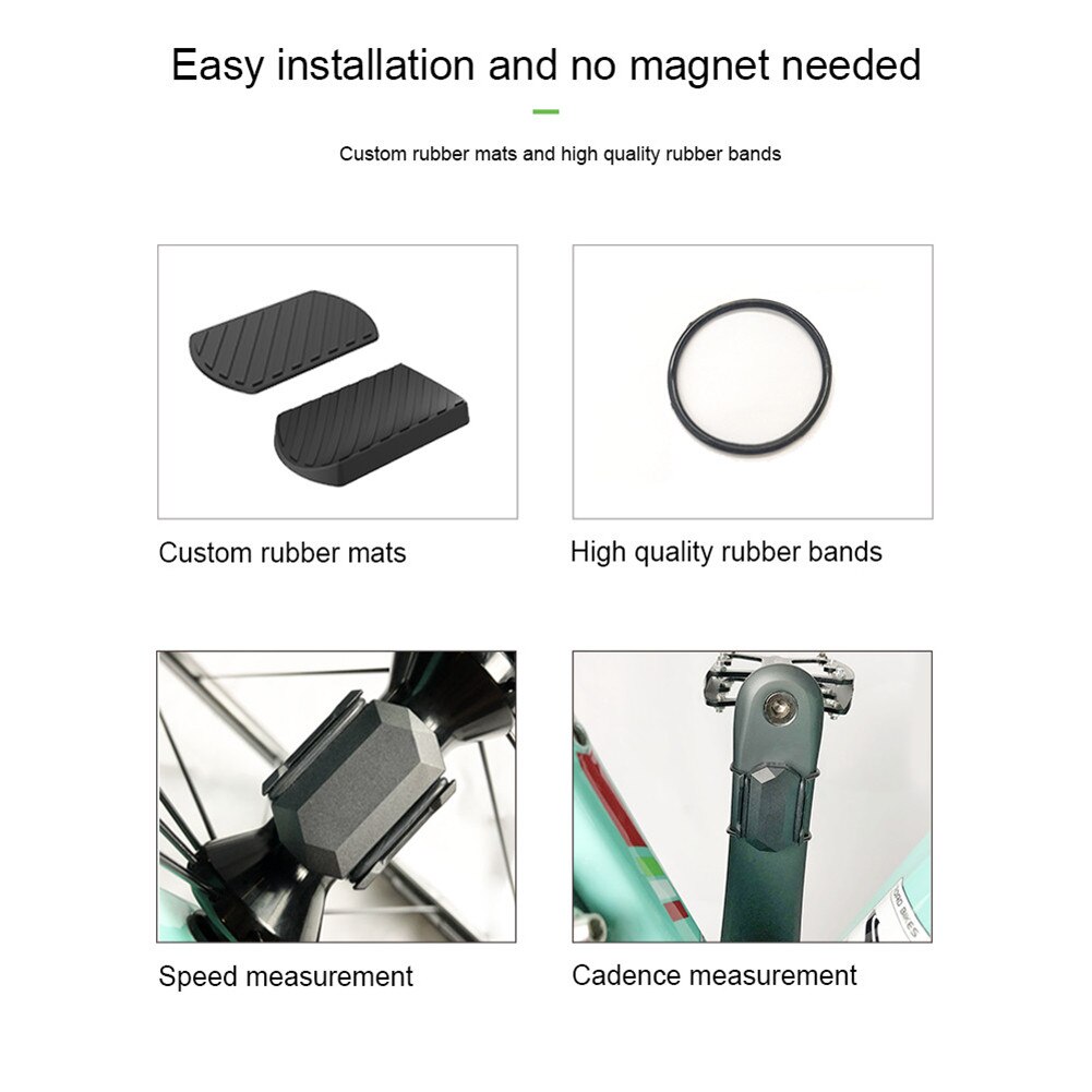 Bike Speed Sensor and Cadence Sensor 2-in-1 Waterproof Bike Speed Cadence Sensor ANT+ and Bluetooth 4.0 Wireless Bicycle RPM