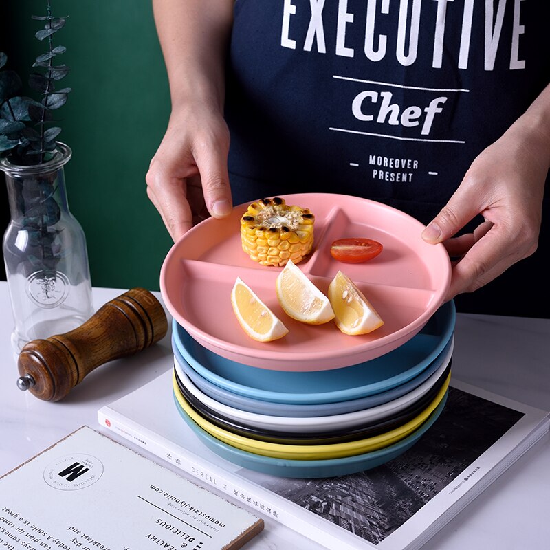 Compartiment de vaisselle en céramique assiette à Dessert fruits aliments pour bébé, plateau de service couleurs pures