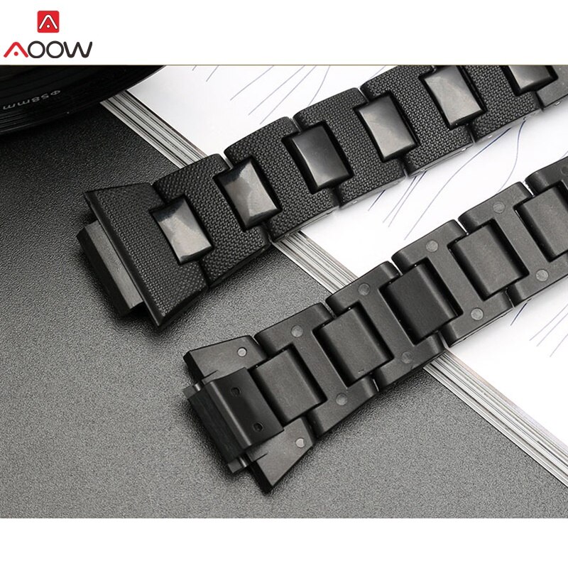 AOOW correa de reloj para Casio G-SHOCK DW5600 DW6900 GW-M5610 serie DW9600 pulsera de correa de reloj de plástico de acero inoxidable con herramientas