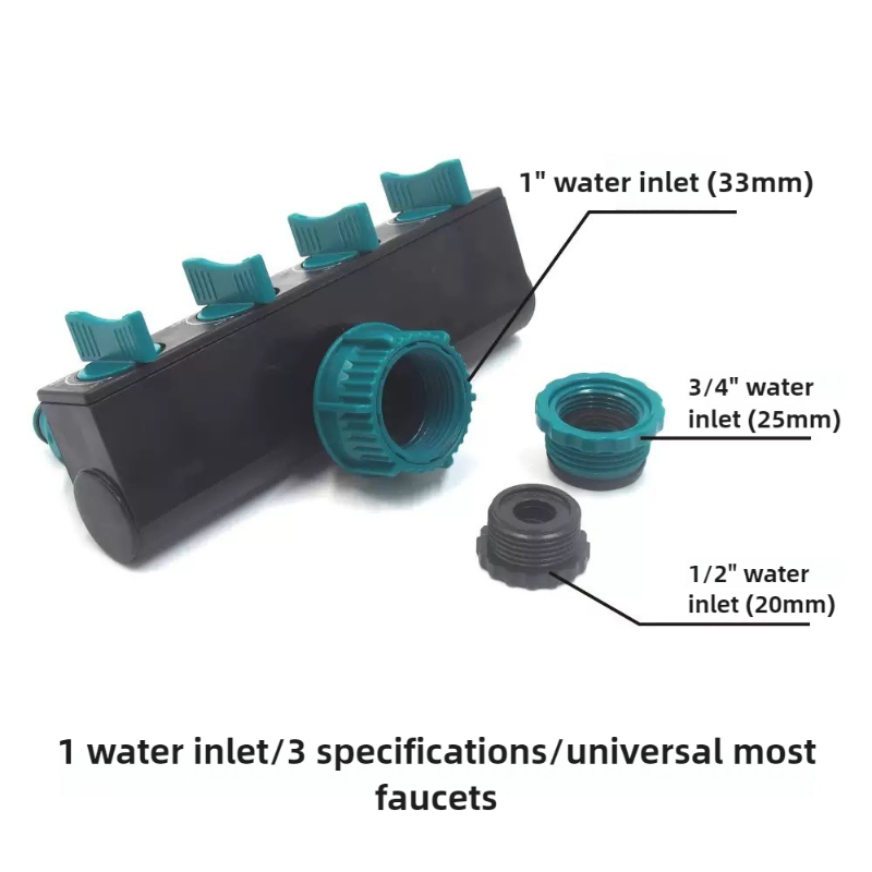 4-Way Watersplitters 1 "tot 3/4" tot 1/2 "Draad Europese Standaard Draad Tuinirrigatie Watering Connector fittingen Klep