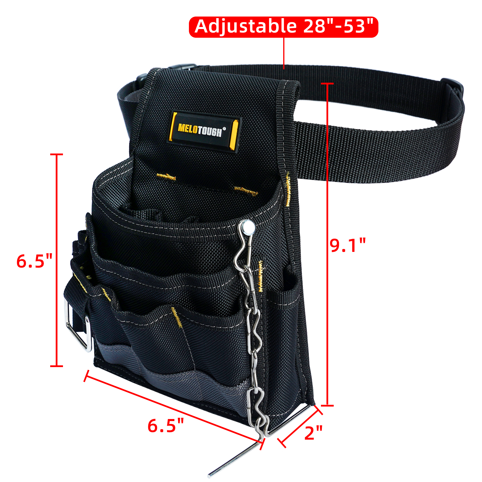 MELOTOUGH Elektriker-Werkzeugtasche, Werkzeuggürteltaschen mit Gürtelclip, Isolierbandkette, mehrere Taschen, Werkzeug-Organizer