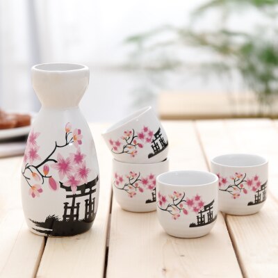 Pot en céramique japonais Vintage porcelaine | Pot Flagon service de tasses de spiritueux, boisson de cuisine, Bar service de vin saké japonais: Terne