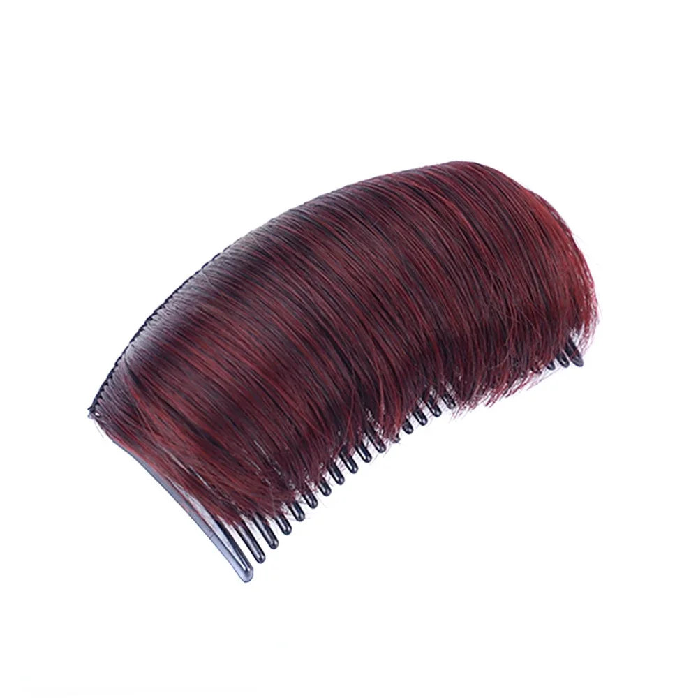 Invisible Fluffy Hair Pad Wig Cushion Comfortable High Temperature Fiber Insert Comb Fluffy Hair Clip Increase Hair Style Tools: Burgundy