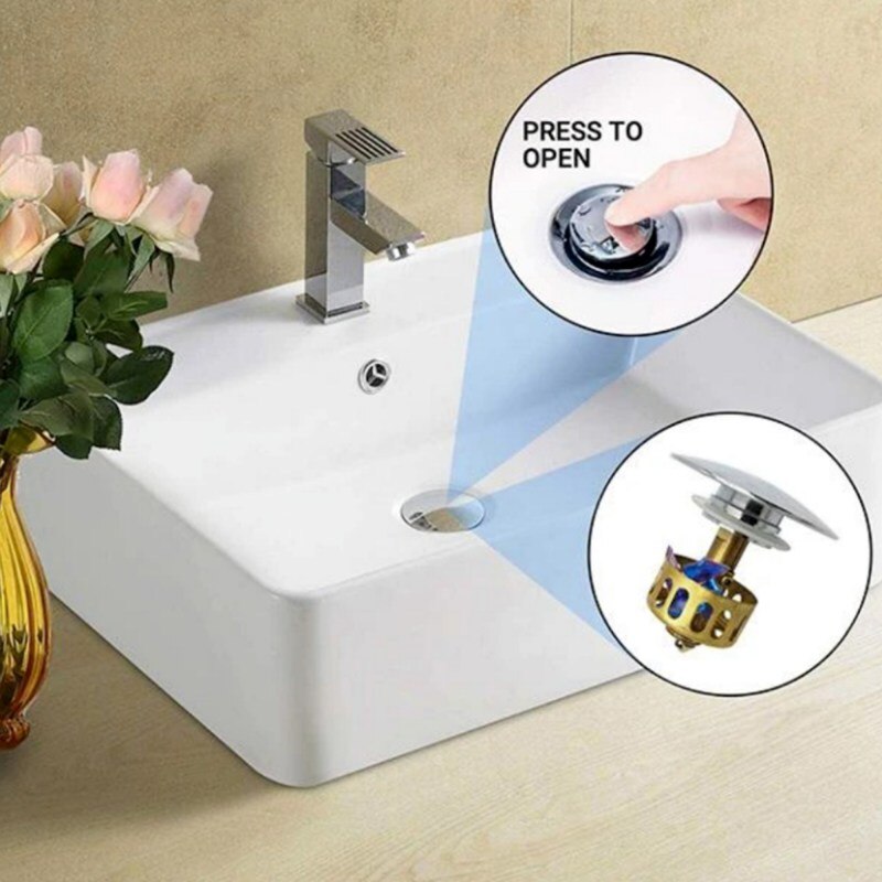 Universal Wash Basin Bouncing Drain Filter No Overflow Pop-up Bathroom Sink Plug With Lid Kitchen Bathroom Filter