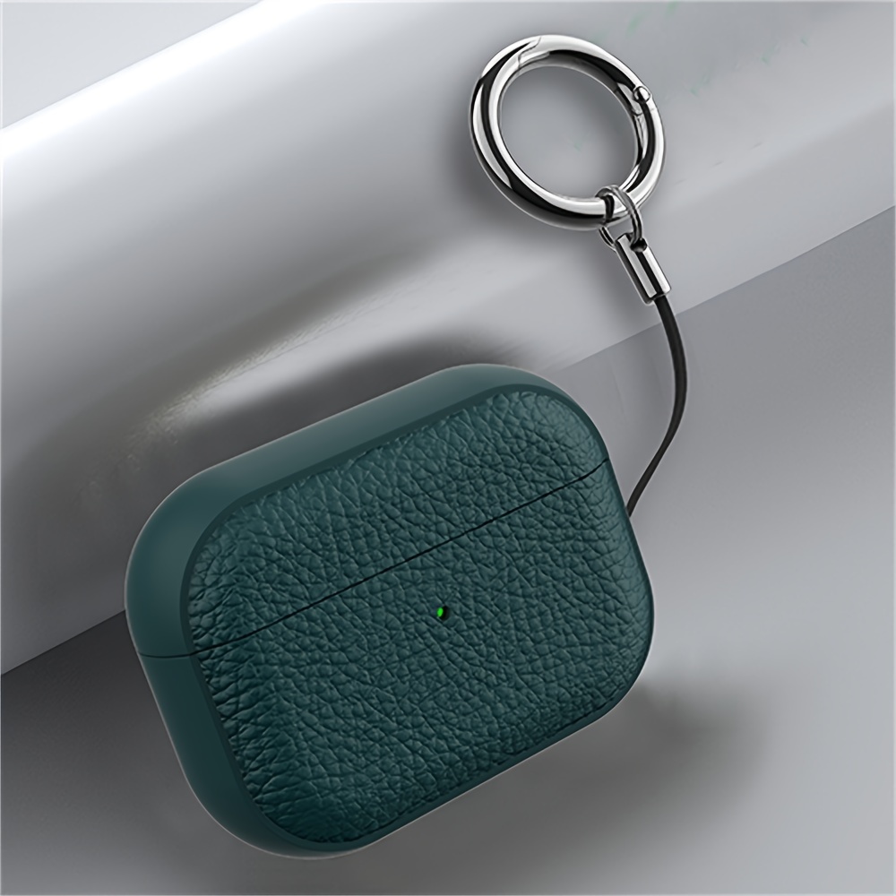 Lyxigt hörlursfodral med litchihudsmönster till airpods 1 2 3 med hänge, skyddande skal, mjukt fodral till airpods pro 2: 3xs / Korall