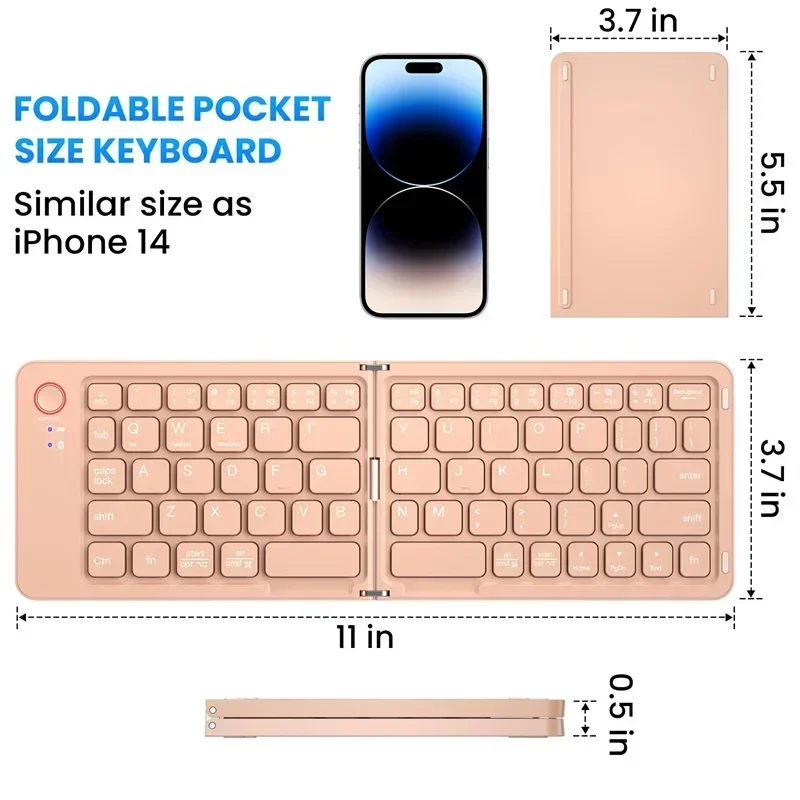 Spanish/Hebrew/Russian/Portuguese/Korean Folding Keyboard Bluetooth Keyboard Portable For Tablet iPad PC Android IOS Windows