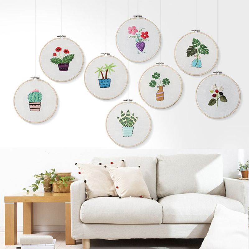 3D Piante Da Fiore di Stoffa FAI DA TE Manuale di Produzione Creativo Ricamo Ricamo A Punto Croce con cornice impostato per I Principianti 8 Stili