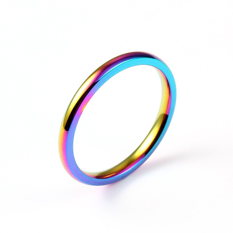 316 Stainless Steel 2mm Colorful Ring for Women