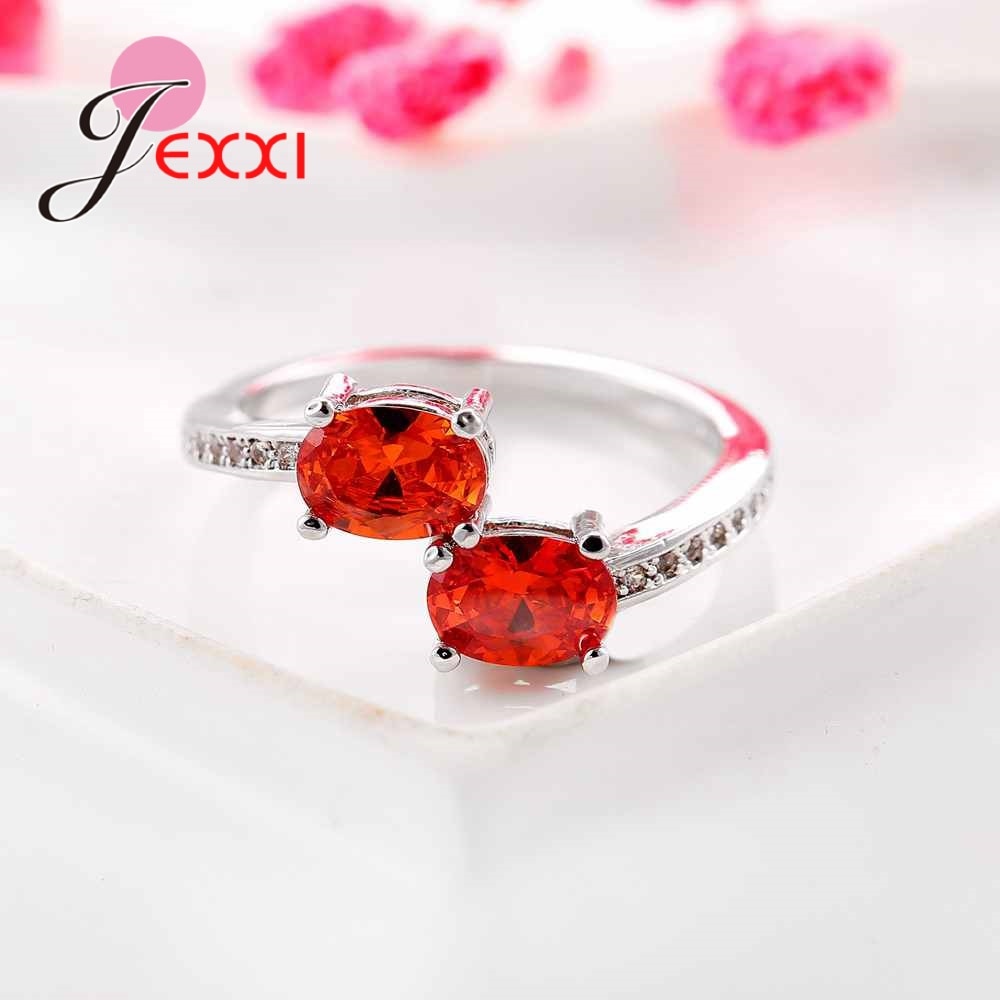 NUOVO Gioelleria Raffinata E Alla Moda Due Pietra Arancione di Cristallo 925 Anelli in Argento Sterling Per La Ragazza Amico Regali Di Compleanno