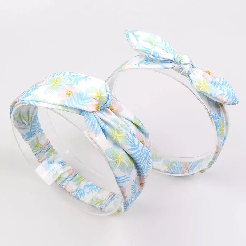 MIXIU 2pcs Mom And Baby Headbands Rabbit Ears Elastic Hair Bands Bow Print Hairbands Parent-child Hair Accessories Kids: 6