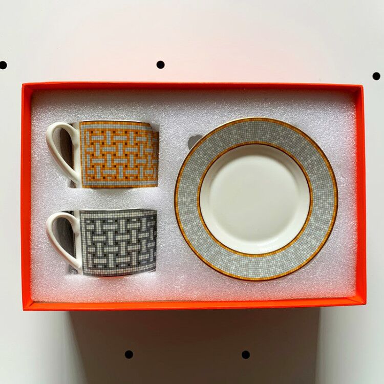 style catering bone china cup multi-style simple ceramic coffee cup and saucer dish with pattern set 2 set with box: 17