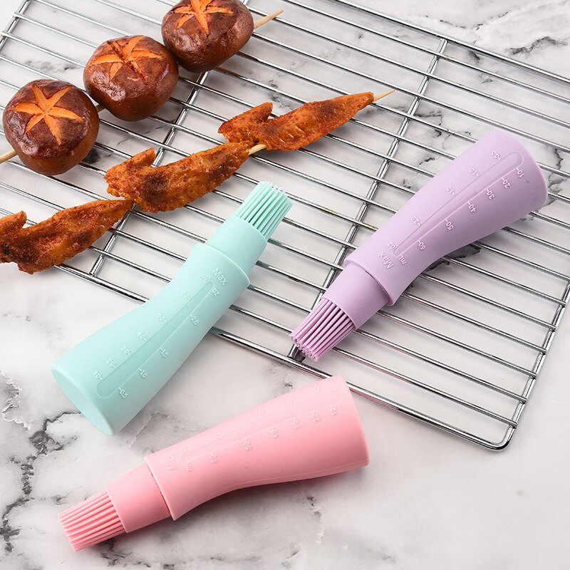 Silicone Oil Bottle Barbecue Brush With Cap Oil Brush With Scale Bread Cake Butter Bread Pastry Brush BBQ Accessories Grill Tool
