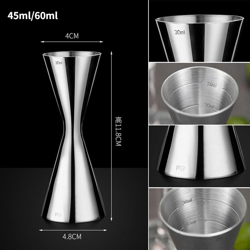 Double-headed Measuring Cup Cocktail Mixing Cup 304 Stainless Steel Ounce Glass Meter Integrated Cocktail Mixing Cup: All-in-one molding 3