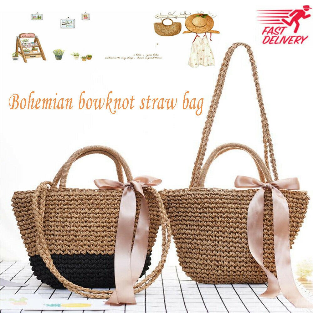sac de paille femmes sac à bandoulière centre rond rotin paille tissé à la main bohème grande taille sac de plage