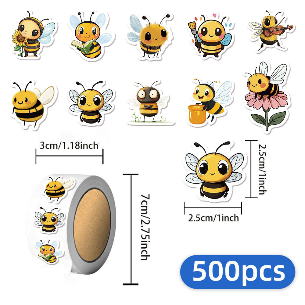 500PCS Cute Little Bee Graffiti Roll Sticker Bookl... – Grandado