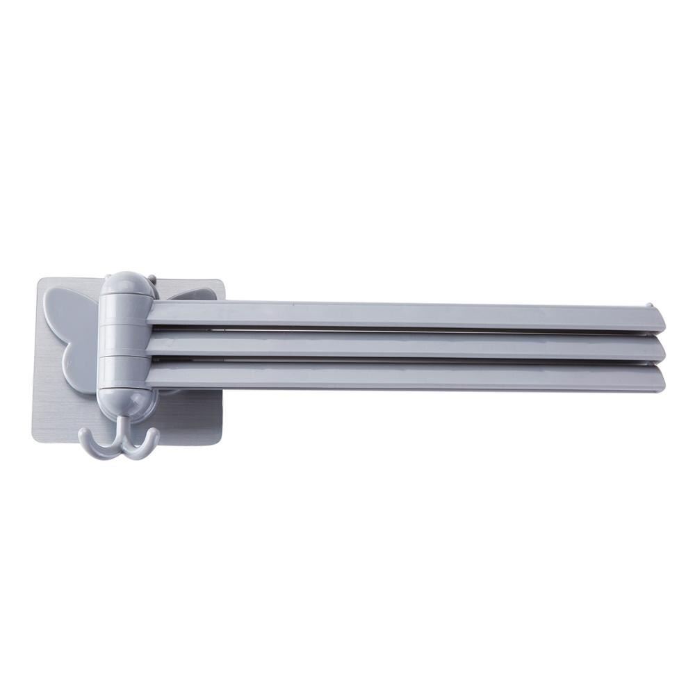 Plastic Bathroom Towel Holder 3 Swivel Towel Rail Hanger badkamer Shelf Rotate Towel Hat Rack Handdoek Houder: Dark Grey