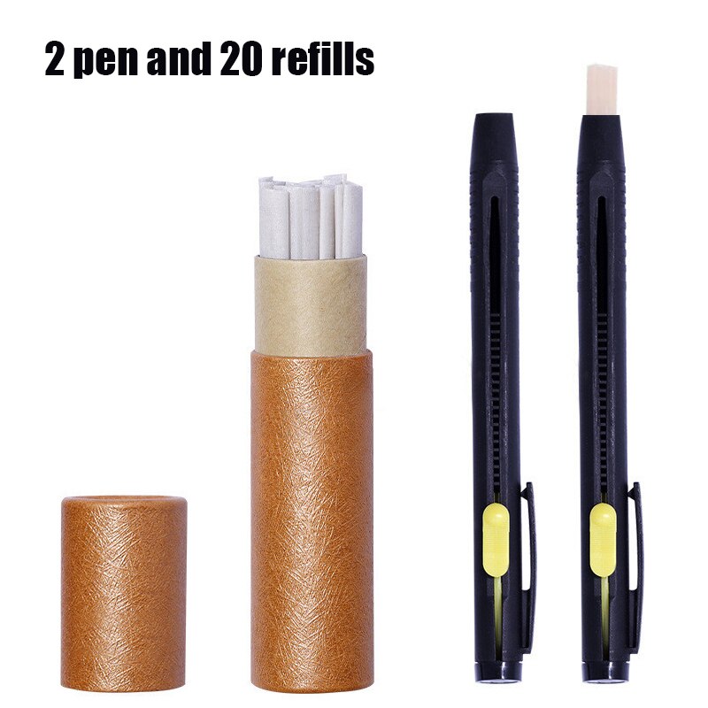 MIUSIE Tailors Chalk Pencil Patchwork Disappearing Fabric Marker Pens For DIY Craft Sewing Marking Chalk Sewing Accessories: 2 pen and 20 refills