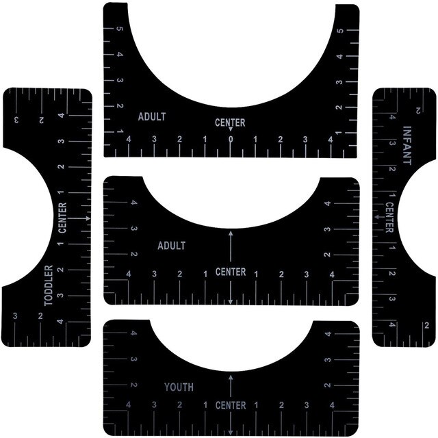 T Shirt Ruler Guide to Center Designs Set for Sublimation, T Shirt Alignment Tool with Clothing Size Chart Built-in for anybody: Black