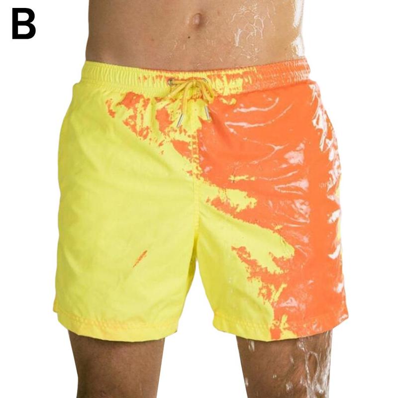 Bicchierini della spiaggia degli uomini, cambiamento di colore di acqua, pantaloni della spiaggia di colore sh calzoncini da bagno, di grandi dimensioni di temperatura cambio rapido a secco, sens E9G3: XXXL / B