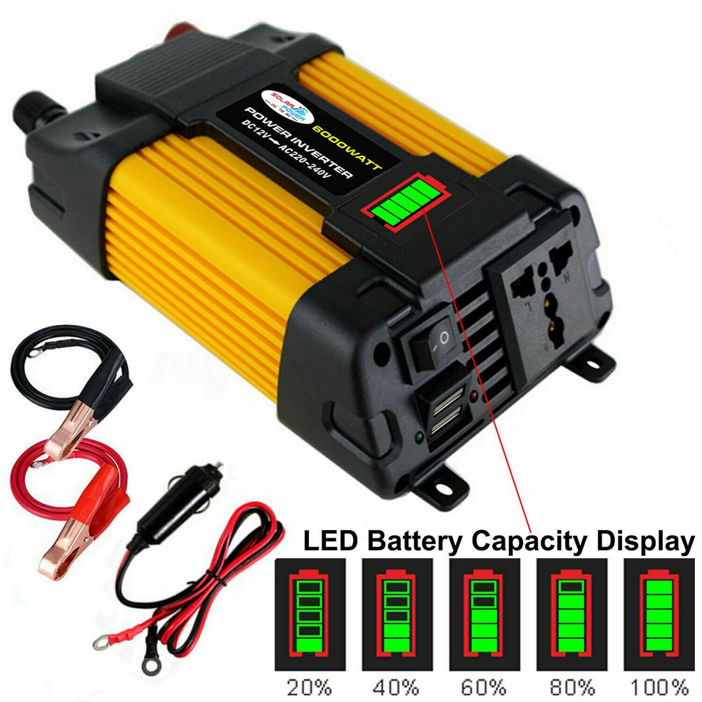 6000W Peaks Power 12V DC TO 110V 220V AC Car Power Inverter Solar Converter: 220C