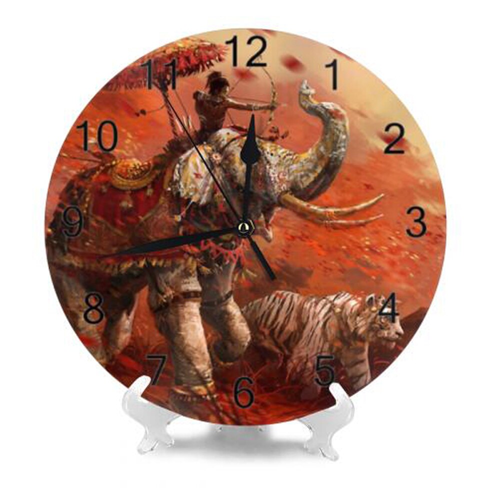 Elephant Painting Wall Clocks Numeral Digital Dial Mute Silent Non-Ticking Battery Operated Clocks Decor Art for Living Room: SZA1167