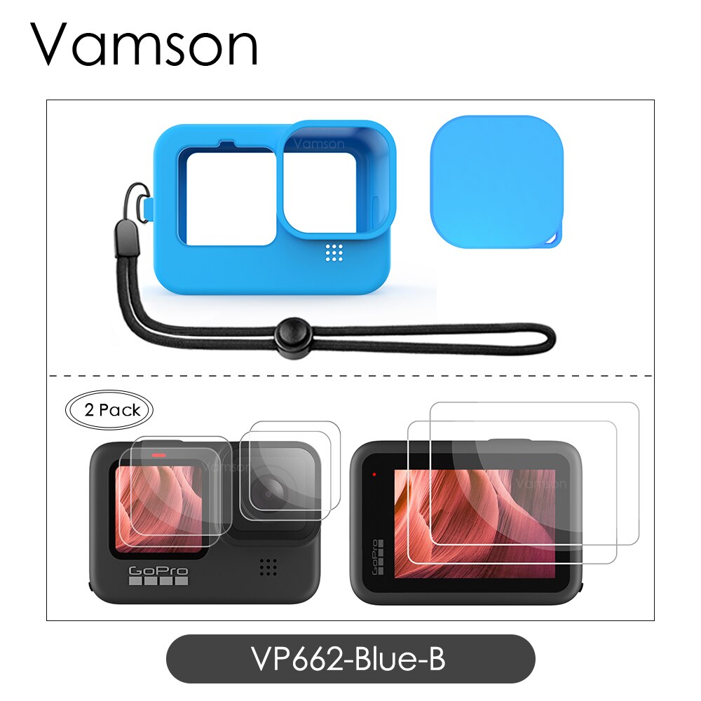 Blødt silikone etui til gopro hero 9 etui beskytter fuldt cover til go pro 9 kamera tilbehør skin shell  vp662: Vp662- blå-b