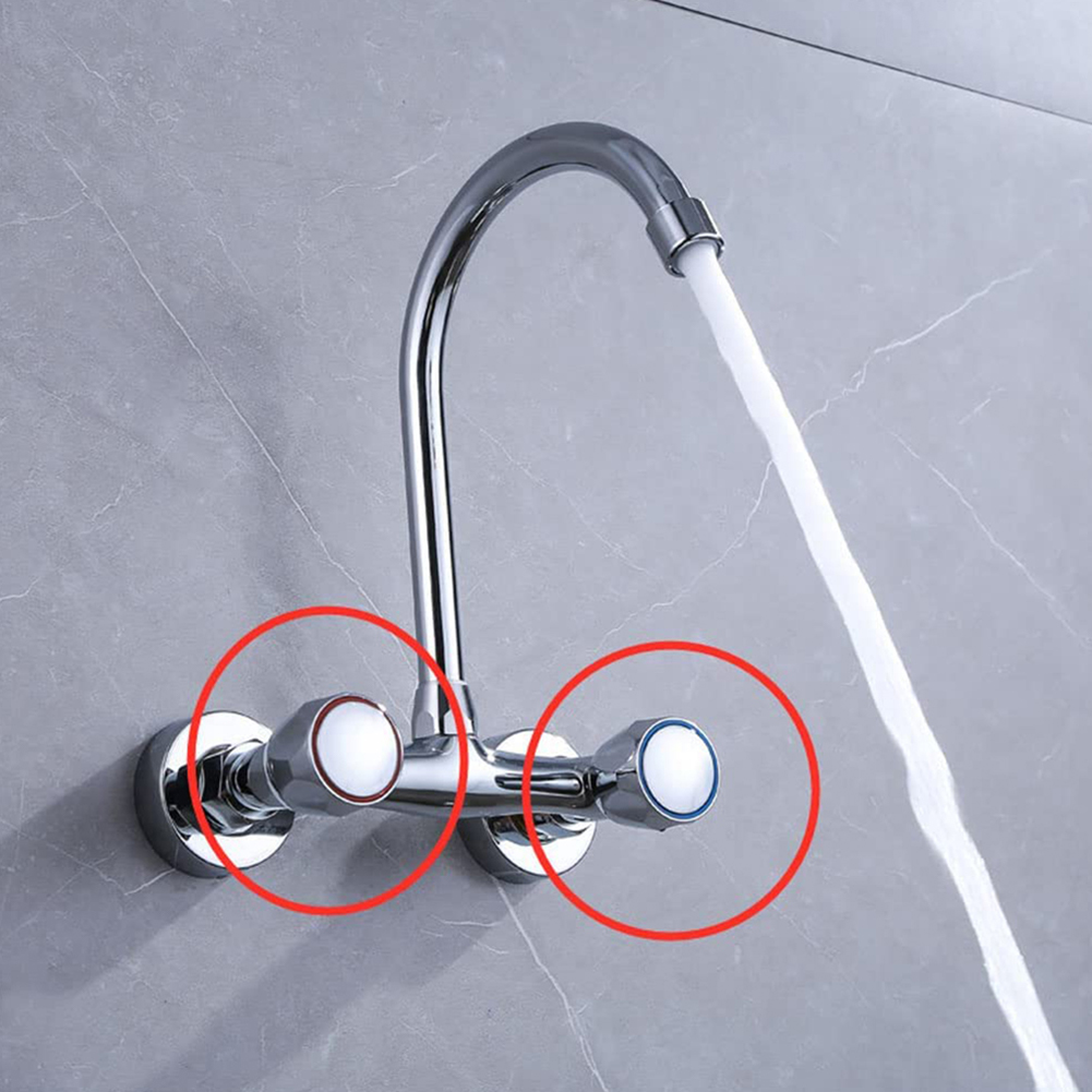 Koude Kraan Slingerknop Universele Vervanging Handvat Zilver Tone Rood + Blauw 2 Stks/set Kraan Knop Handvat Badkamer Accessoires