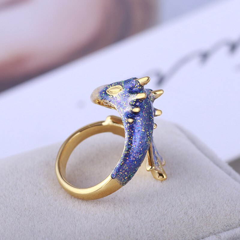 Gold Topaz Dragon Ring Lucky Fingere Pet Adjustable Wrap Open Rings Animal Jewelry for Women Girl SANA889