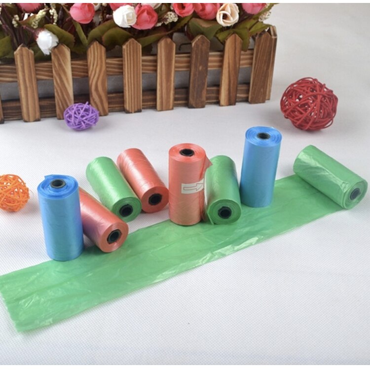 15pcs/Roll Degradable Environment Friendly Plastic Bag Pet Supplys Cat Dog Poop Bags Outdoor Home Clean Refill Garbage Bag