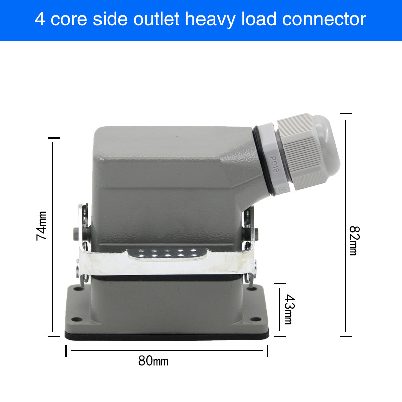 HDC-HE4 6 10 16 20 24 32 48 Core Pin 16A Rectangular Heavy Duty Connector Waterproof Aviation Plug Top And Side Line Connector: army green
