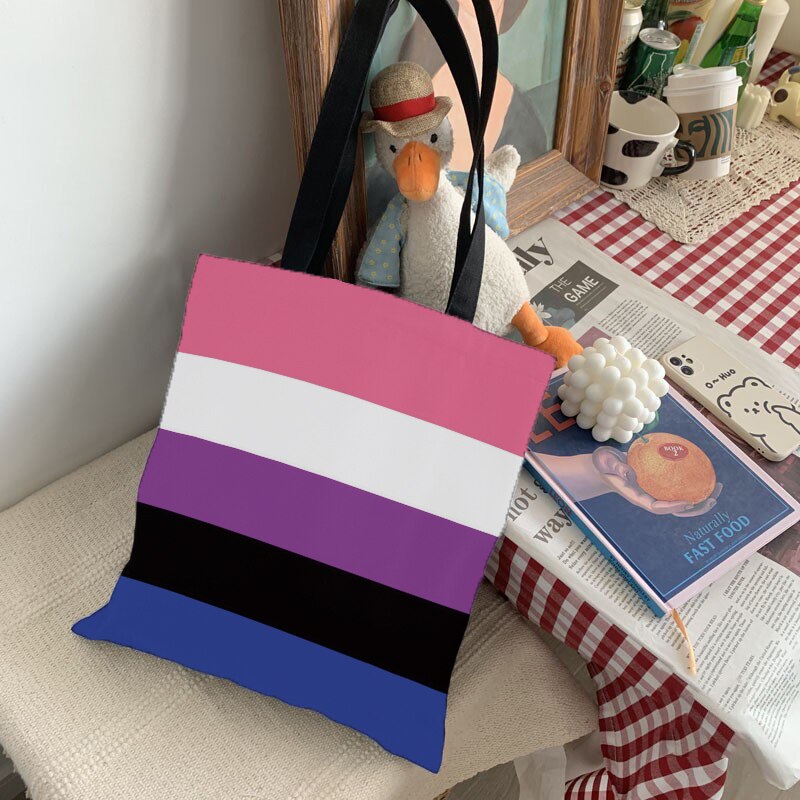 3D Druck Bunte Streifen Frauen Schulter Tasche Harajuku Einfache wiederverwendbar Reisetasche Für unisex