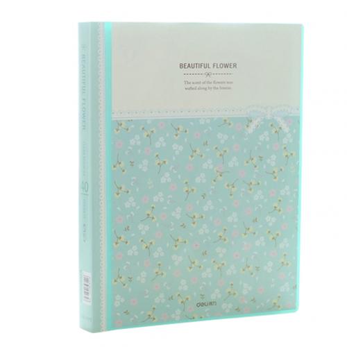 40 Pages A4 Paper Documents Floral File Holders Storage Binder Folder Pouch: green