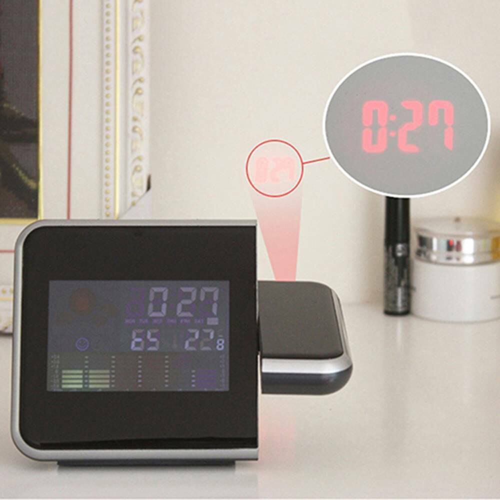 Attention Projection Digital Weather LCD Snooze Alarm Clock Projector Color Display LED Backlight Bell Timer
