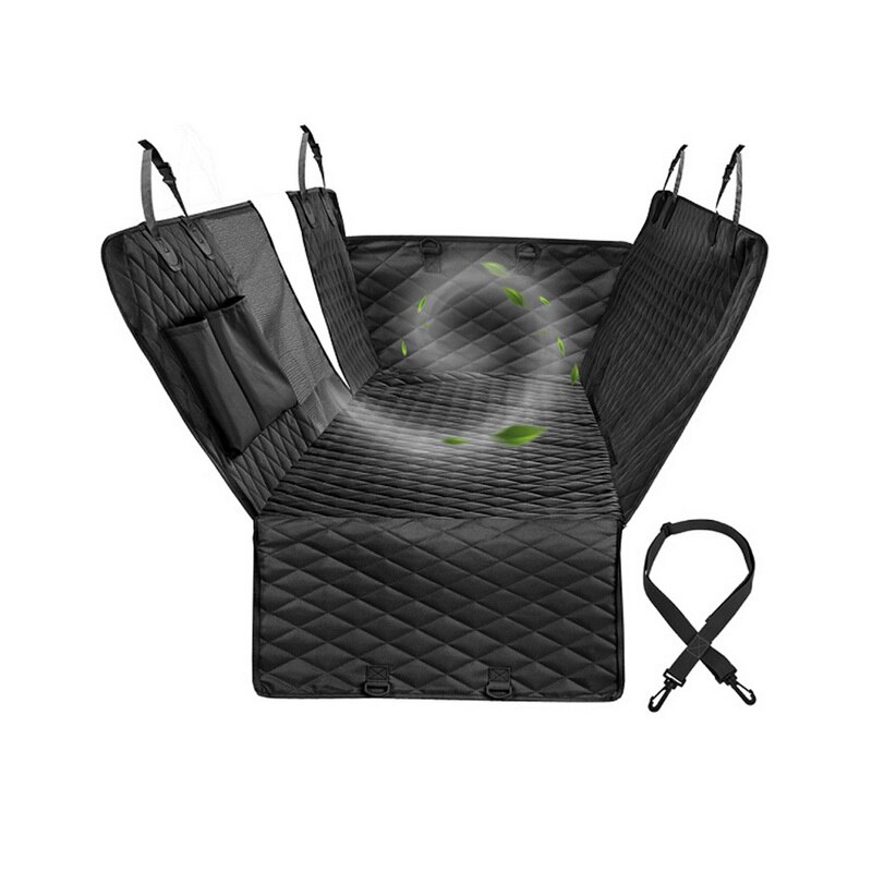 Pokrowiec na siedzenie samochodowe wodoodporny transporter dla zwierząt domowych bagażnik samochodowy z zamkiem błyskawicznym i kieszeniami dla małych i dużych psów: czarny