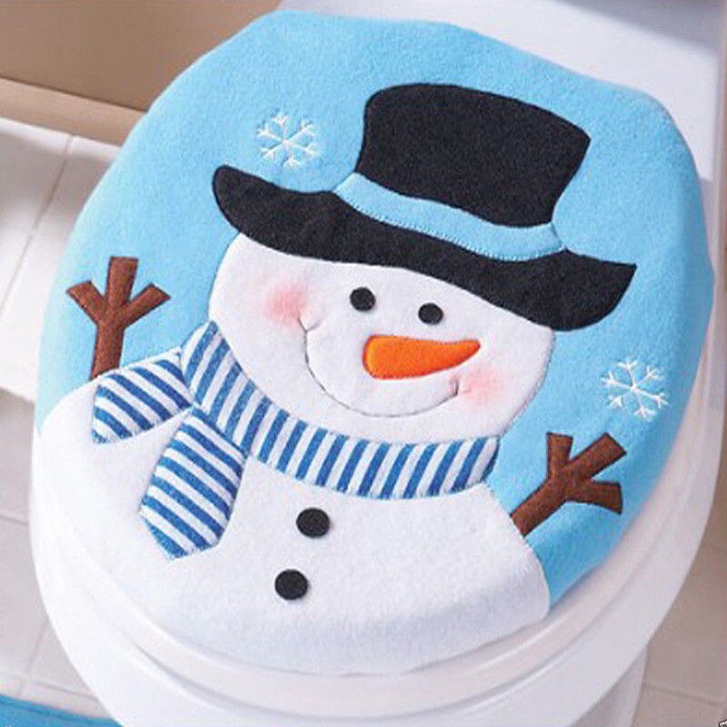 , felpudo navideño, asiento de inodoro de muñeco de nieve, alfombra, juego de baño, decoración navideña para el baño, Feliz Año: Default Title