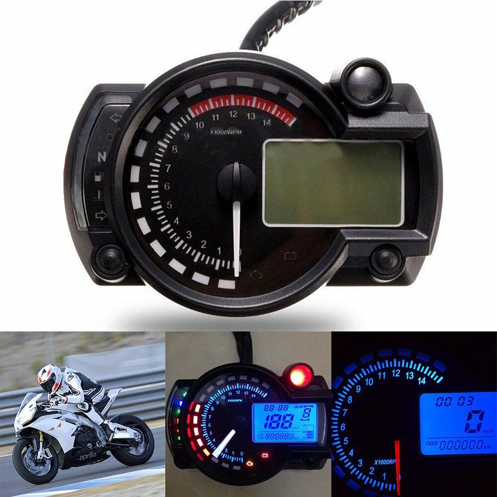Motorcykel lcd digital instrumentbræt speedometer lav olie alarm dobbelt hastighed anti-blænding motorcykel kilometertæller hastighedsmåler universal
