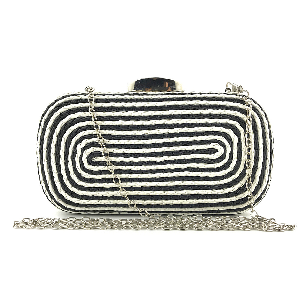 Clutch Bag Women&#39;s Goud Avonds Zakken Dames Schoudertas Crossbody Tas Stro Vrouwelijke Purse Sac Een belangrijkste: black white