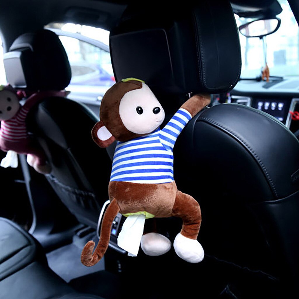 Car Tissue Box Down Cotton Car Tissue Box Monkey Cute Cartoon Animals Paper Napkin Case Wall Hanging Napkin Not Easy To Deform
