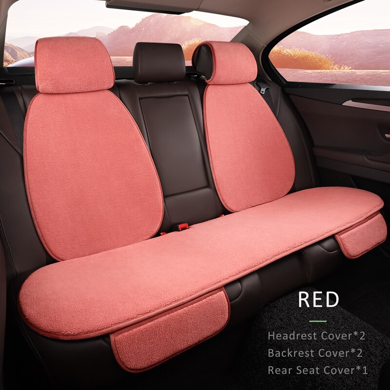 Karcle Car Seat Cover Set Backrest Headrest Cover Protector Polar Fleece Back Pad Mat Universal for Auto Interior Truck SUV: red-5pcs