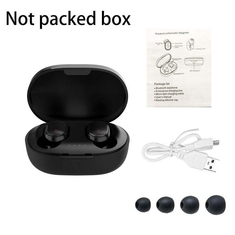 A6s Tws Bass Headset Draadloze Hoofdtelefoon Oortelefoon Sport Mini Stereo In-Ear Voor Xiaomi Huawei Iphone Bluetooth Telefoon Oortjes: Black